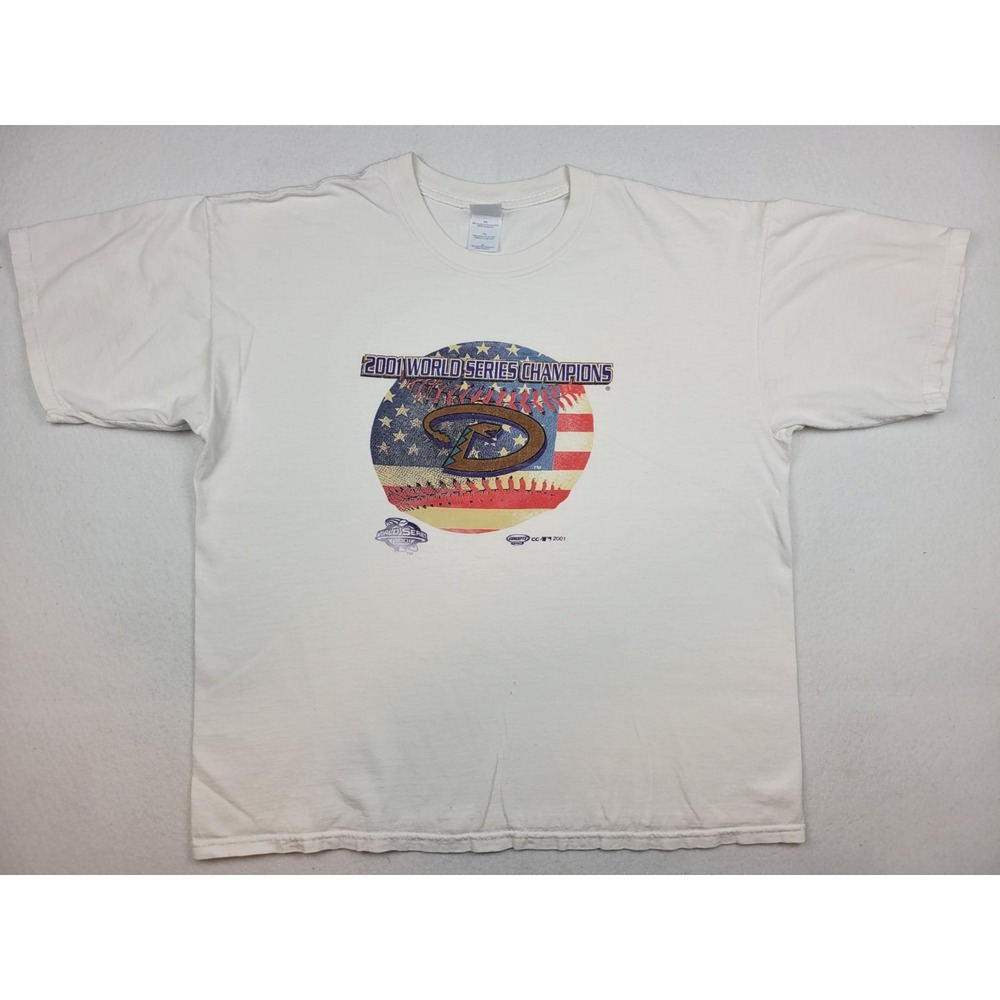 Vintage 2001 Diamondbacks World Series Logo Champions USA Ball Shirt Mens XL